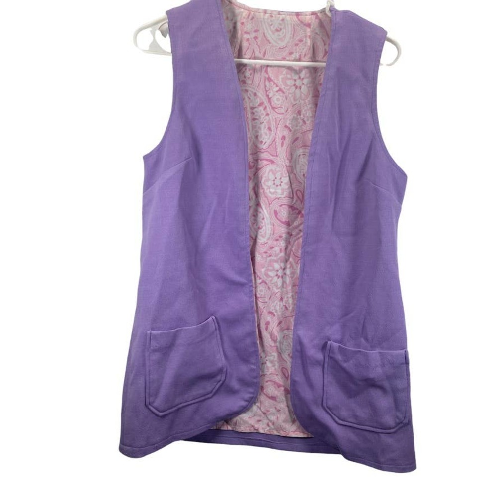 Vintage Handmade Size S/M Grannycore Polyester Lined Vest Purple Pink *read*